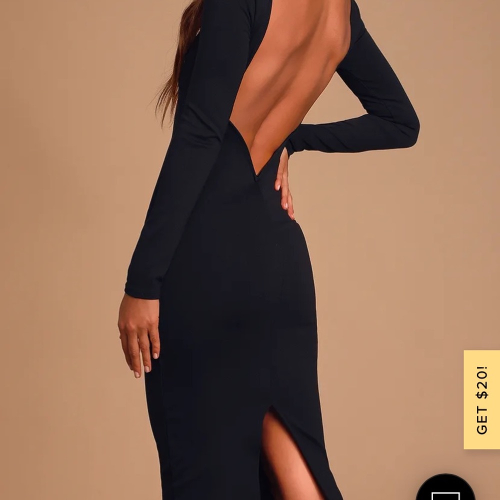 Lulu’s Va Va Voom Black Backless Midi Dress